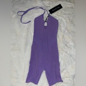 White fox purple keep them guessing sexy romper